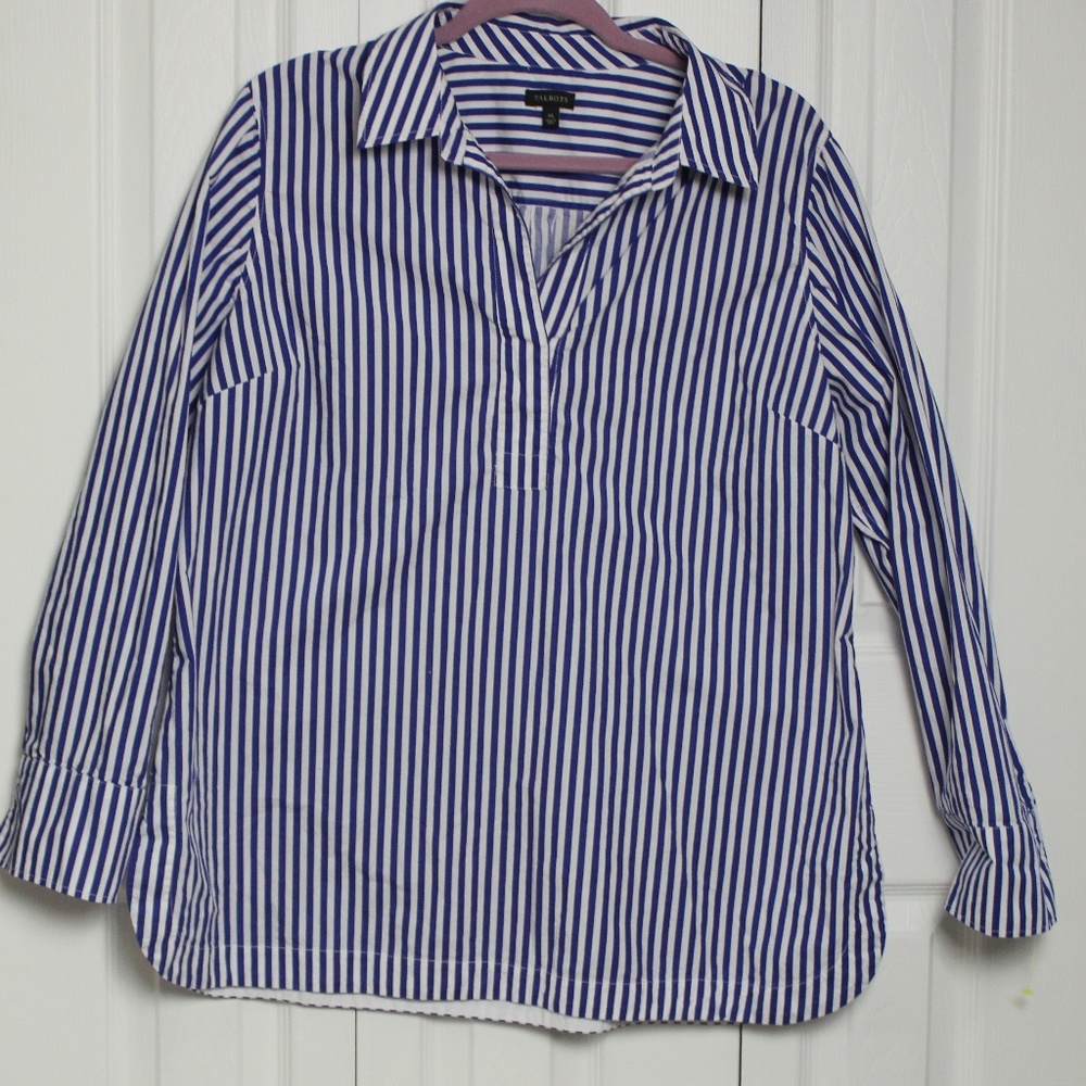 Talbots blue and white striped shirt